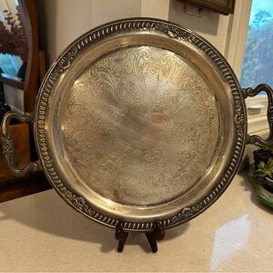 Vintage holiday silverplate serving tray